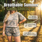 👚 60% RABATT! 🌿 Damen Plus-Size Camouflage Top & Shorts Set – Lockere Passform & weicher Stoff – Einfach, stylisch & abenteuerbereit – perfekt für Outdoor, Freizeit oder heiße Tage ✨🩳