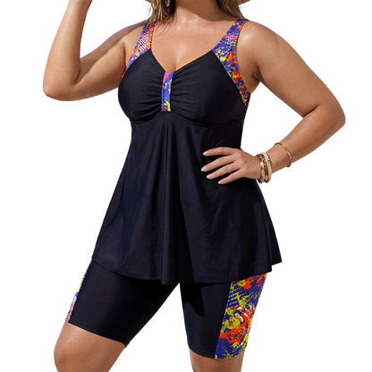 👙 50% RABATT! 💥 Damen fließendes Tankini-Oberteil & Shorts Badeanzug – Bauchkontrolle & stützend – Bequeme Boy Shorts, perfekt für Strand oder Pool – sicherer Sitz und schöne Passform 🌊✨