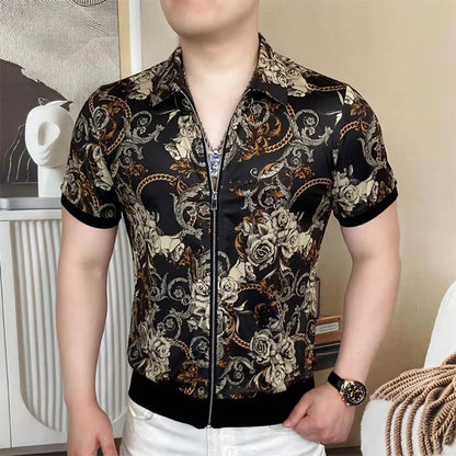 👕 50% RABATT! 🌸 Herren Vintage Blumendruck Zip-Up Oberteil – Leicht & atmungsaktiv – Perfekt für warme Tage, Festival oder einen lässigen Retro-Look – bequemer Reißverschluss & stilvolles Design 🌿✨