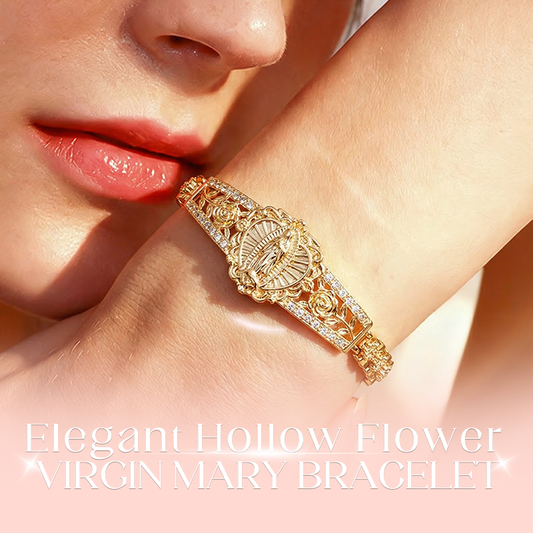 💛 50% RABATT! ✨ Goldenes Maria Armband – Geometrisches Design & filigranes Blumenmuster – Elegantes Kettenband für Damen – Perfektes Accessoire 🌸