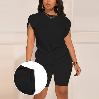 👚 50% RABATT! 🌸 Damen Rundhals-T-Shirt & figurbetontes Shorts-Set – Weicher Stoff & bequeme Passform – Perfekt für Sport, Freizeit oder entspannte Tage – stilvoll kombinierbar und angenehm zu tragen 🩳✨