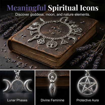 📿 50% RABATT! ✨ Vintage-Armband im heidnischen Stil – Wicca-Symbol-Anhänger & Vintage-Metall – Spirituelle Bedeutung – vielseitig für den Alltag 🌙🪶✨