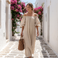 👗 60% RABATT! 🎁 Damen schulterfreies Maxi-Kleid mit Laternenärmeln – Romantisch & luftig – Perfekt für Sommer, Beachpartys oder elegante Abende – femininer Look mit viel Bewegung 🌸✨