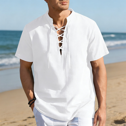 👔 50% RABATT! 🏆 Herren lässiges Schnürhemd mit Kurzarm – Atmungsaktiv & vielseitig – Perfekt für Sommer, Freizeit oder lässige Bürotage – bequemer Look mit Stil ✨🌿