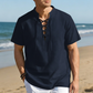 👔 50% RABATT! 🏆 Herren lässiges Schnürhemd mit Kurzarm – Atmungsaktiv & vielseitig – Perfekt für Sommer, Freizeit oder lässige Bürotage – bequemer Look mit Stil ✨🌿