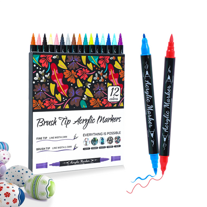 🎨 50% RABATT! ⏳ Schnelltrocknende Doppelspitzen-Acrylmarker Set – Feine & breite Spitzen – Perfekt für Kunst, Bullet Journal oder DIY-Projekte – deckend, wasserfest & vielseitig ✨🖌️