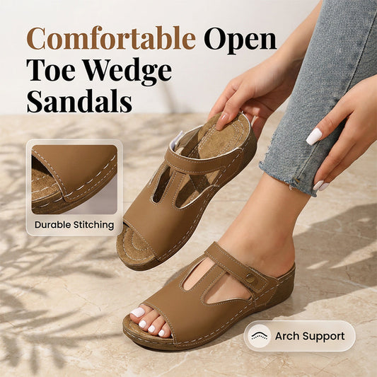 👡 50% RABATT! 🌸 Damen offene Spitze ausgeschnittene Keilsandale – Leichte Keilsohle & verstellbarer Riemen – Perfekt für Sommer, Strand oder elegante Freizeit-Looks – stilvoll & bequem ☀️✨