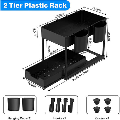 🗄️ 50% RABATT! 🏠 2-stöckiger Mehrzweck-Unterschrank-Organizer – Verstellbar & stabil – Ideal für Küche, Bad oder Arbeitsplatte – maximiert den Stauraum im Schrank oder auf der Ablage 🧴✨