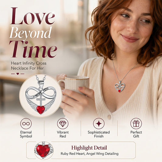 💫 50% RABATT! 🔥 Unendlichkeit Herz Kreuz Halskette mit Flügelanhänger – Elegant & symbolisch – Perfekt als Geschenk für besondere Momente – zart & bedeutungsvoll ❤️🕊️✨