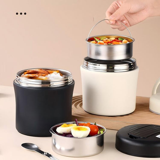 🍱 50% RABATT! 🔥 Vakuum-Thermobehälter mit Faltlöffel – Warme Mahlzeiten unterwegs – Ideal für Büro, Reisen oder Camping – langlebig & praktisch ✨🥣🌿