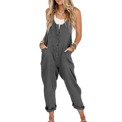 👗 50% RABATT! 🌸 Damen lässiger ärmelloser Jumpsuit mit Taschen – Leicht, bequem & vielseitig – Perfekt für warme Tage, Freizeit oder Reisen – praktisch & stylisch ☀️✨👜