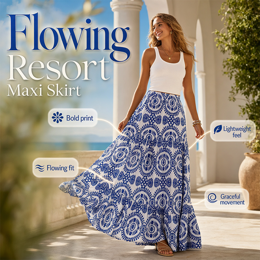 👗 50% RABATT! 🌊 Damen fließender Maxi-Rock – Auffälliger Resort-Print – 36K+ verkauft – ideal für Strand, Urlaub oder warme Tage – leicht & feminin 🌸☀️✨