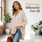 👚 50% RABATT! 🔥 Damen lässige weite Apricot-Bluse – Langarm, Knopfleiste & Kragen – Leicht, vielseitig & perfekt für Alltag oder Büro – femininer Look mit Komfort 🌸✨👔