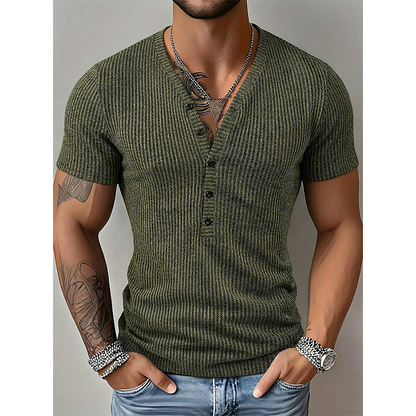 👕 50% RABATT! ✨ Herren Frühlings-T-Shirt mit Struktur & zweifarbigen Streifen – Tiefer V-Ausschnitt, moderner Schnitt & atmungsaktiv – Perfekt für Training, Sport & Freizeit 💪