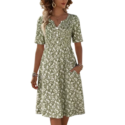 👗 50% RABATT! 🌸 Damen Freizeitkleid mit V-Ausschnitt, Blumendruck & Taschen – Leicht, vielseitig & praktisch – Perfekt für Sommer, Spaziergänge & Urlaub ☀️