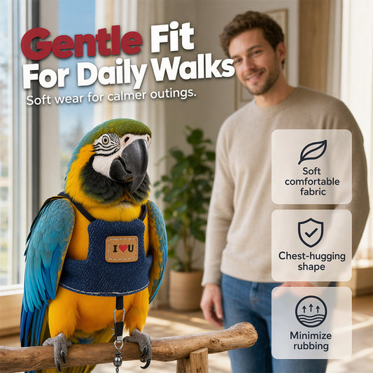 🦜 50% RABATT! 💖 Atmungsaktives Vogel-Geschirr-Weste – Leicht, verstellbar & sicher – Ideal für Spaziergänge & Ausflüge mit deinem Vogel ☁️