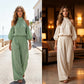 🌸 50% RABATT! 👗 Damen 2-teiliges Set – Cold-Shoulder Neckholder-Top & weite Hose – Leicht, elegant & vielseitig – Perfekt für Sommer & Urlaub ☀️