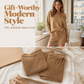👗 50% RABATT! 🌿 Damen Off-Shoulder Strickpullover & Shorts Set – Weich, luftig & vielseitig – Perfekt für Sommer, Freizeit & Zuhause ✨