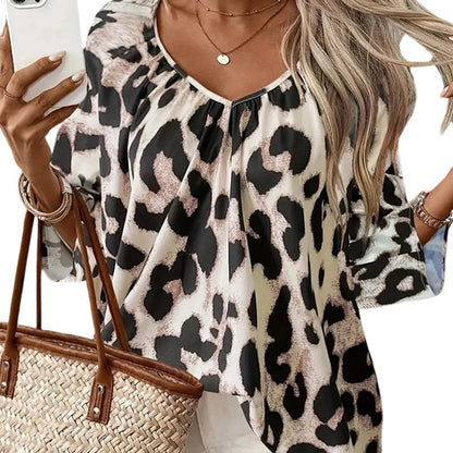 🐆 50% RABATT! 👔 Schicke Leopardenmuster-Bluse für den Arbeitsweg – Eleganter Print, leichter Stoff & vielseitig kombinierbar – Ideal für Büro & Business-Look 💼