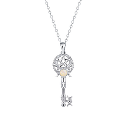🔮 50% RABATT! 💖 Leuchtende Opal-Schlüssel-Halskette – Zarter Glanz, elegant & leicht – Perfekte Geschenkidee für besondere Momente ✨