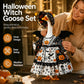 🎃 50% RABATT! 👻 Halloween Veranda-Gans Kostüm-Set – Hexen- & Kürbis-Design, wetterfest & dekorativ – Perfekte Gartendeko für gruselige Herbststimmung 🌙