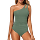 👙 50% RABATT! 🌊 Damen Badeanzug mit One-Shoulder-Träger & Raffung – Figurschmeichelnd, elegant & bequem – Perfekt für Strand & Pool ☀️