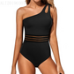 👙 50% RABATT! 🌊 Damen Badeanzug mit One-Shoulder-Träger & Raffung – Figurschmeichelnd, elegant & bequem – Perfekt für Strand & Pool ☀️