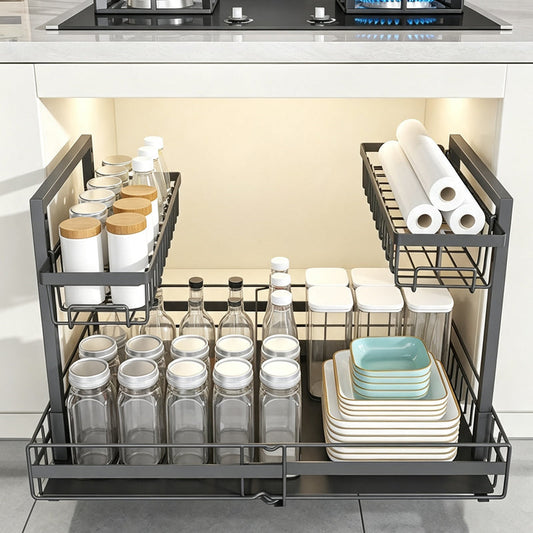🍳 50% RABATT! 🏠 Ausziehbares Küchenregal mit gleitender Schublade – Platzsparend, vielseitig & stabil – Ideal für Schränke, Speisekammer & Arbeitsplatten ✨
