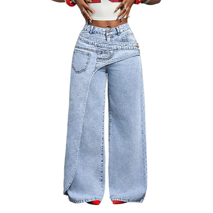 👖 60% RABATT! ⌛ Damen asymmetrische Weitbein-Jeans – Moderne Passform, bequem & vielseitig – Ideal für Alltag & trendige Looks ✨