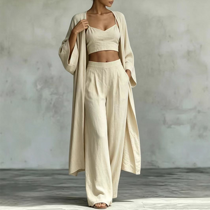 🧥 60% RABATT! 👗 Damen Lockeres 3-teiliges Cardigan-Hosen-Set – Bequem, vielseitig & stilvoll – Ideal für Alltag, Homeoffice & Freizeit 🌿