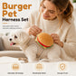 🍔 50% RABATT! 🐾 Niedliches Hamburger-Haustier-Geschirr & Leinenset – Inklusive Mini-Rucksack, verstellbar & bequem – Perfektes Outfit für kleine Hunde & Katzen 🎒