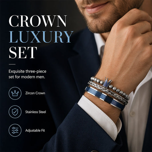 👑 50% RABATT! 💎 3-teiliges Herren-Armbandset – Kronen-Design & luxuriös ✨