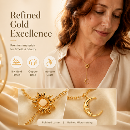 🌙 50% RABATT! ✨ Elegante Sonne-Mond-Anhänger-Halskette – Filigranes Design, zeitlos & vielseitig – Perfekt für jeden Look & Anlass ☀️