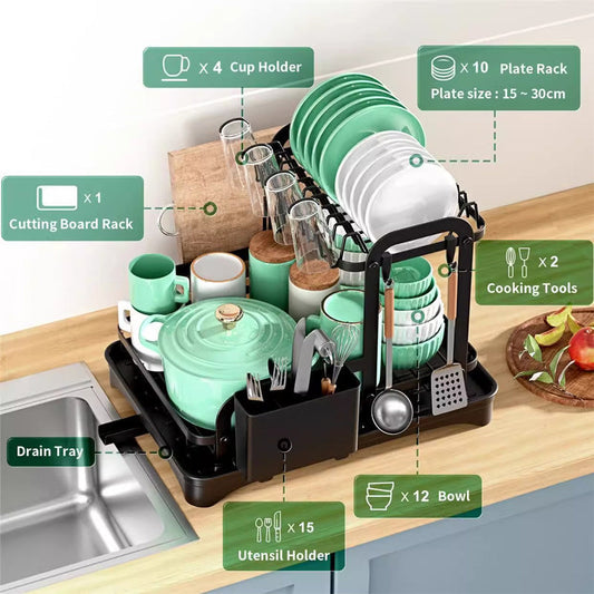🍽️ 50% RABATT! 🧺 Doppelstöckiger Geschirrabtropfständer – Platzsparend, stabil & übersichtlich – Ideal für mehr Ordnung in der Küche 🏠