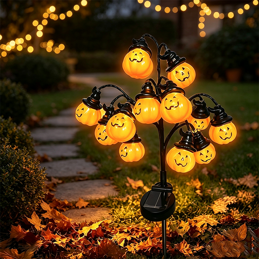 🎃 KAUFE 2, ERHALTE 1 GRATIS! ☀️ Solargetriebene Kürbislampe – Mehrere Köpfe, wetterfest & warmes Licht – Perfekte Halloween- & Herbstdeko für Garten & Terrasse 🌙