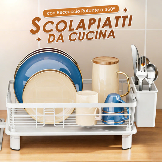 🍽️ 50% RABATT! 🔄 Küchen-Abtropfgestell mit 360°-Drehauslauf – Platzsparend, stabil & leicht zu reinigen – Ideal für Teller, Tassen & Besteck 🧺