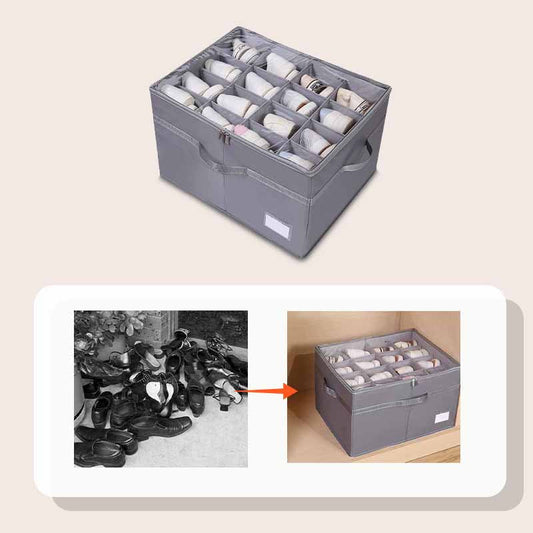 👟 50% RABATT! 📦 Schuh-Organizer mit verstellbaren Trennwänden – Transparente Abdeckung, staubdicht & platzsparend – Perfekt für Kleiderschrank & Eingangsbereich ✨