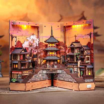 🏯 50% RABATT! 📚 DIY-Buchnischen-Bausatz „Kyoto-Gasse“ – Holzmodell, detailreich & kreativ – Perfekte Dekoration für Bücherregale & Schreibtische ✨