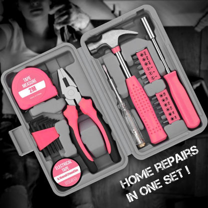 🔧 50% RABATT! 🧰 Tragbares 24-teiliges Haushalts-Werkzeugset – Hammer, Schraubendreher, Zange, Maßband & Bits – Ideal für DIY & Heimreparaturen ✨