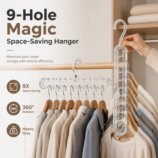 👕 50% RABATT! 🧺 9‑Loch Magic Kleiderbügel – Platzsparend & vielseitig ✨