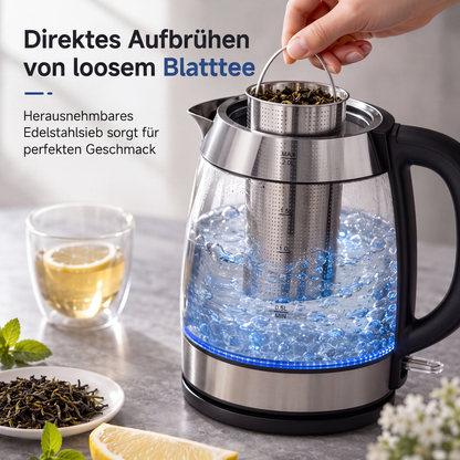 ☕ 50% RABATT! ⚡ Glaskessel 2L – Automatische Abschaltung & integrierter Teefilter ✨