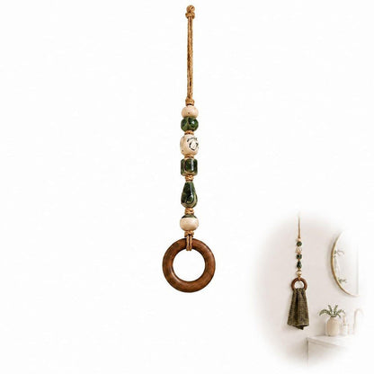 🧺 50% OFF! 🌸 Boho-Handtuchhalter – Holzring & Perlen, dekorativ für Bad & Küche ✨