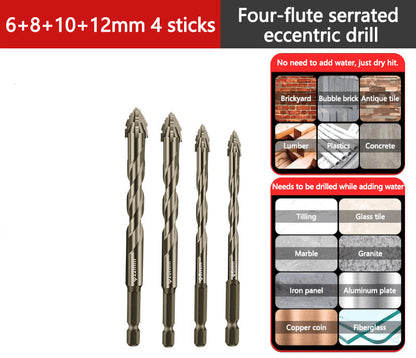 🔧 50% RABATT! 🪨 Exzenterbohrer mit vier Schneiden – Für Keramik, Glas, Marmor & Metall ✨