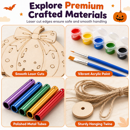 🎃 50% RABATT! 🪵 Holz-Kürbis-Bastelset – DIY-Windspiel für Halloween ✨