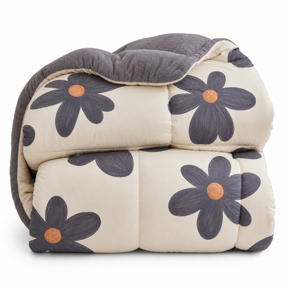 🛏️ 50% RABATT! ❄️ Warme Winterdecke – Lammfleece, Aloe-Baumwolle & dunkles Blumenmuster ✨