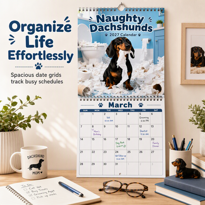 🐶 50% RABATT! 🗓️ Freche Dackel Wandkalender – Süß & dekorativ ✨