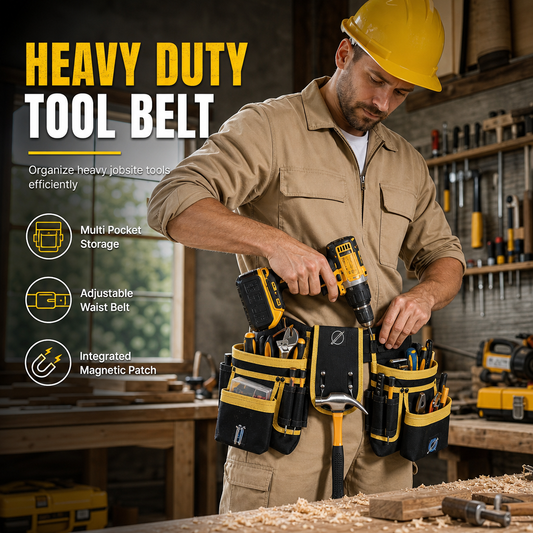 🛠️ 50% Rabatt!👷 Verstellbarer Werkzeuggürtel mit vielen Fächern – freihändiges Tragen für Outdoor, Reparatur & Handwerk