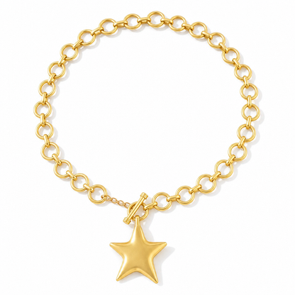 ⭐ 50% RABATT! ✨ Texturierte Stern-Halskette – Metall-Optik & Toggle-Verschluss ✨
