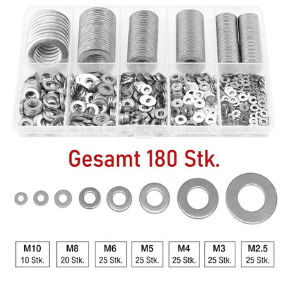 🔩 50% RABATT! 📦 Edelstahl Unterlegscheiben-Set – Sortiment & Aufbewahrungsbox ✨
