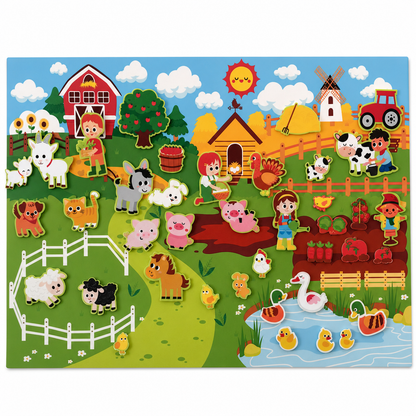 🐮 50% RABATT! 🧩 DIY Filz-Storyboard 104x75 cm – Bauernhofthema & frühkindliches Lernen ✨